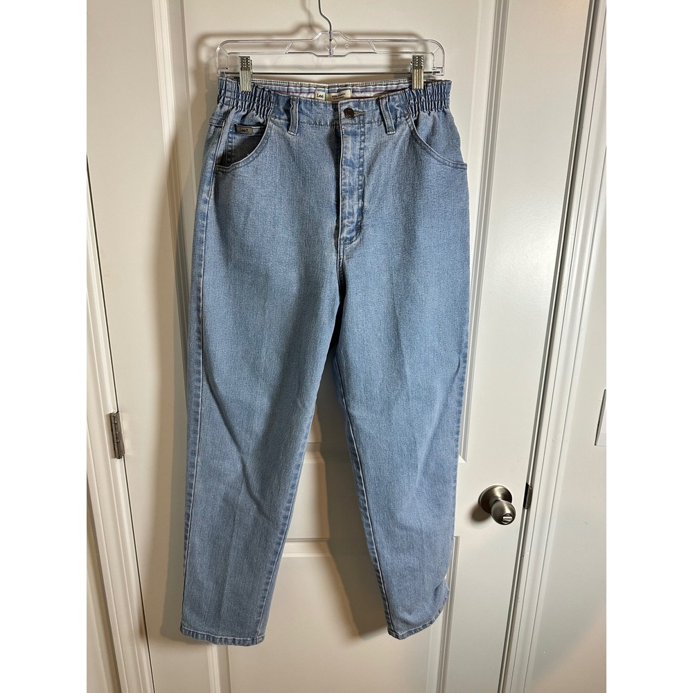 Lee Women's Jeans Size 10 Short Blue Elastic Waist High Rise‎ Tapered Leg Denim